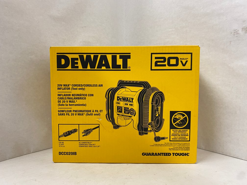 DeWalt 20V Corded/Cordless Air Inflator-Tool Only