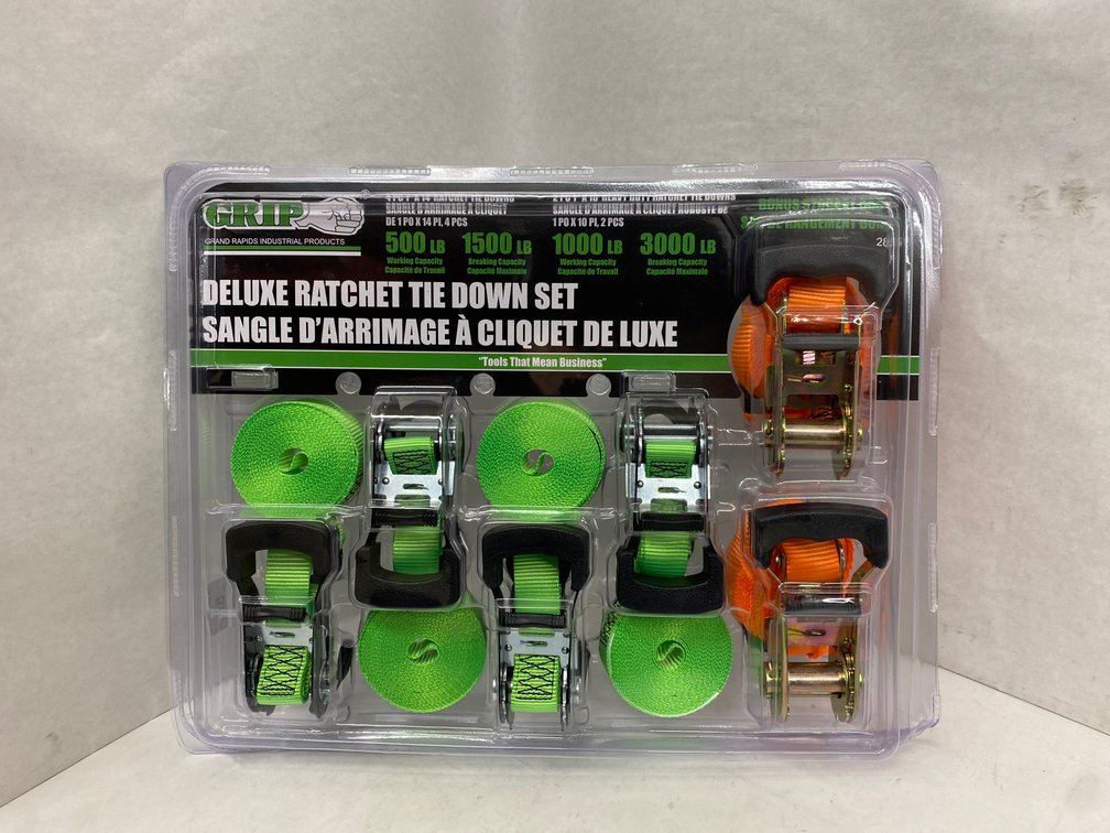 Grip 6pc Deluxe Ratchet Tie Down Set