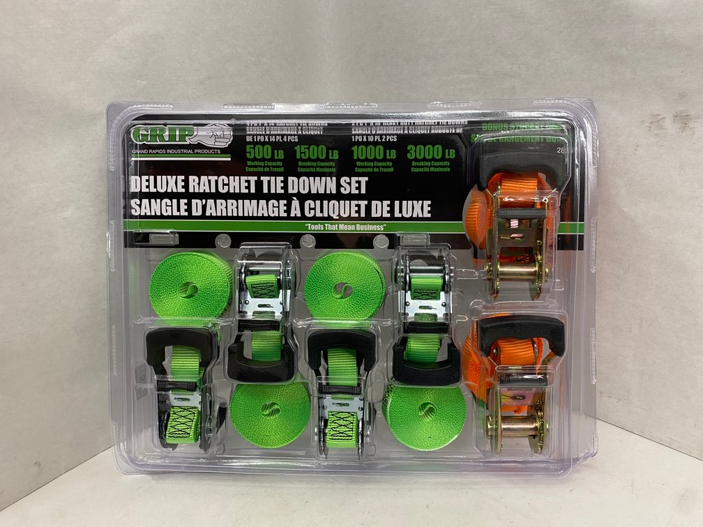 Grip 6pc Deluxe Ratchet Tie Down Set