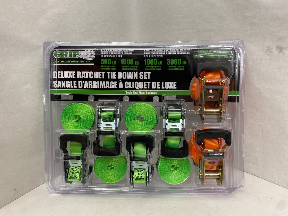 Grip 6pc Deluxe Ratchet Tie Down Set