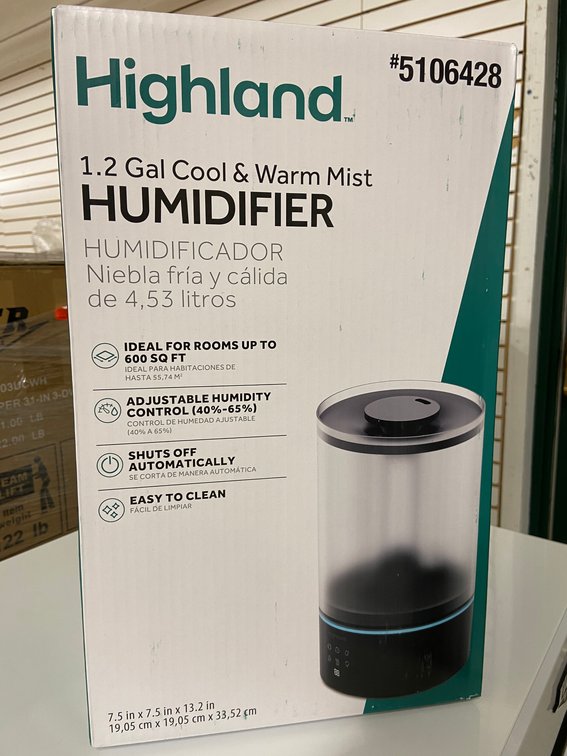 (80x Bid)Highland 1.2gal Cool/Warm Mist Humidifier