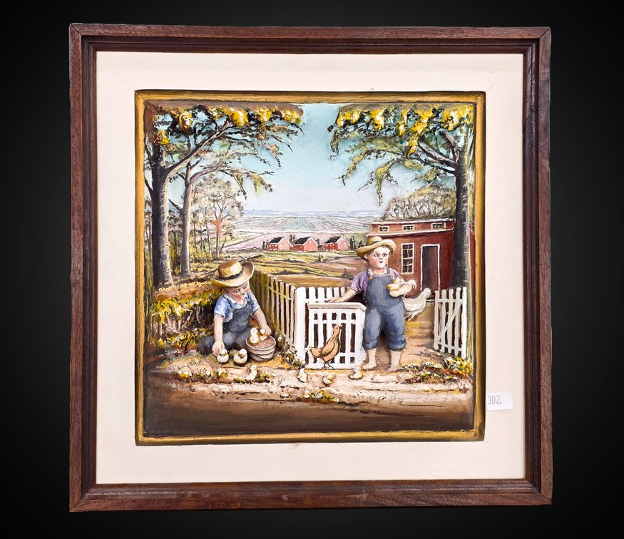 Chicken House Mixed Media 3-D Farmyard Scene by Sam & Aaron Zook