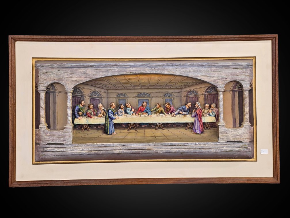 The Last Supper Mixed Media 3-D Relief Painting by Aaron Zook, 1988