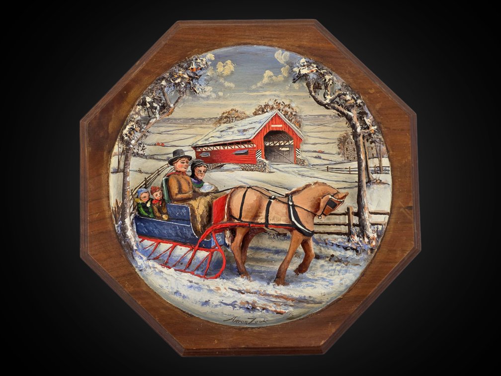 Sleigh Ride Mixed Media 3-D Landscape by Aaron Zook
