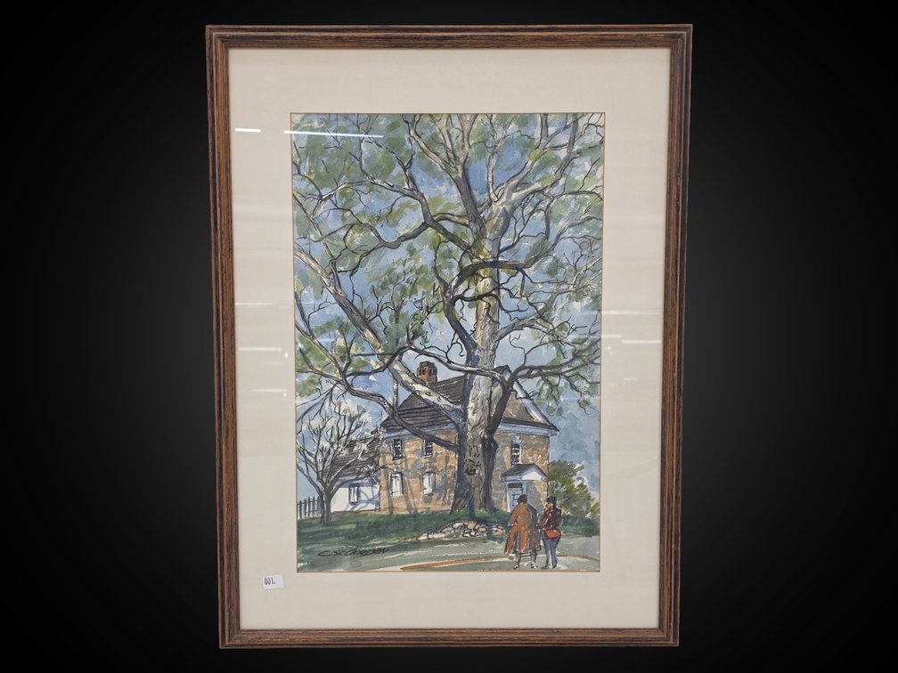 Stone House Watercolor Painting by CX Carlson