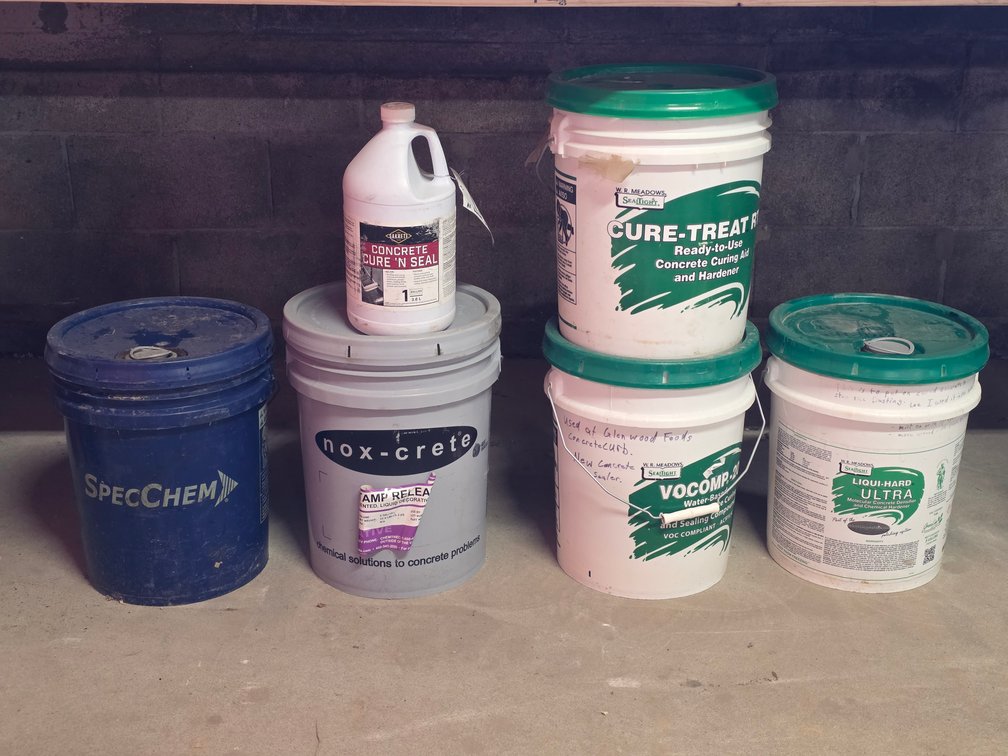 Lot of Concrete Curing Aids and Sealants