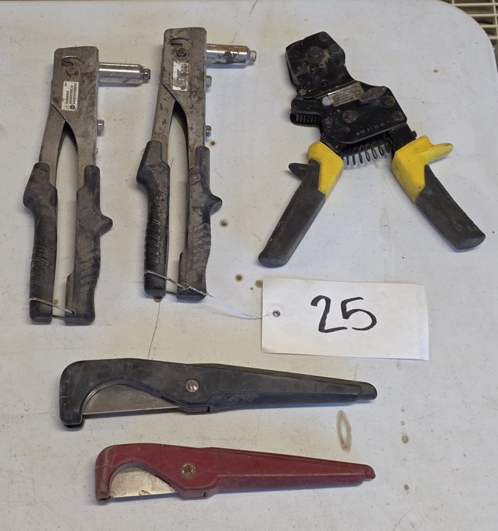 (2) Rivetters, Cinch Clamp, (2) Pipe Hose Cutters