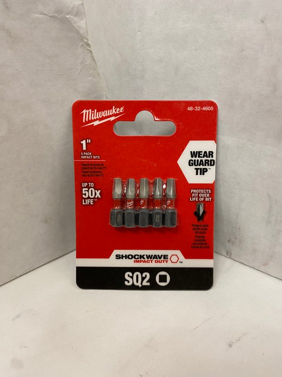 (150x bid)Milwaukee 5pk 1" SQ2 Impact Bits