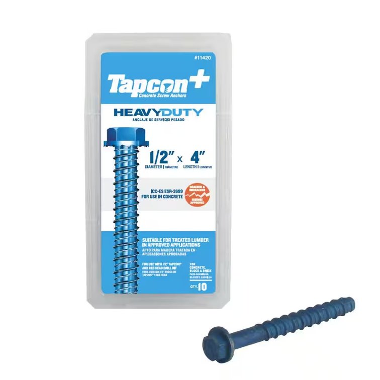 Steel Hex-Washer-Head Concrete Anchors (1/2x4, 10)