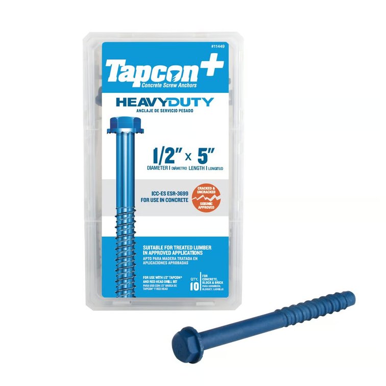 Tapcon 1/2 in x 5 in Hex Washer Head Screws