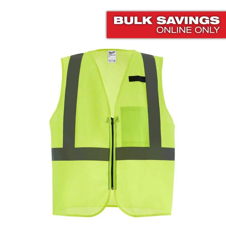 (2x) Yellow Class 2 High-Vis Mesh Vest with Pocket