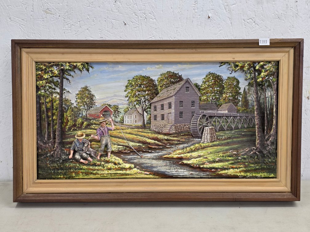 Framed 3-D Mill Stream by Aaron Zook 1989