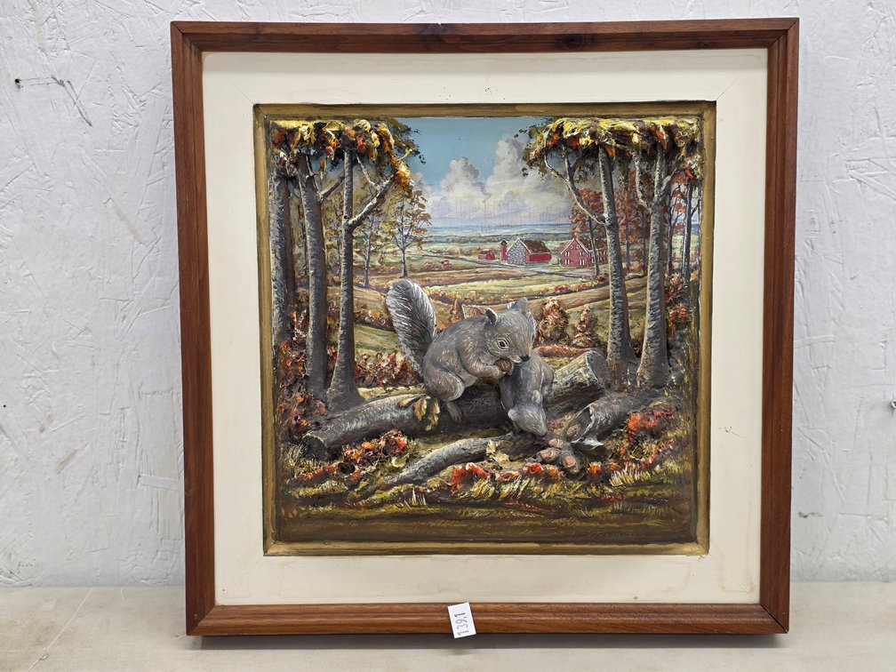 Framed 3-D Squirrels in Autumn by Aaron Zook
