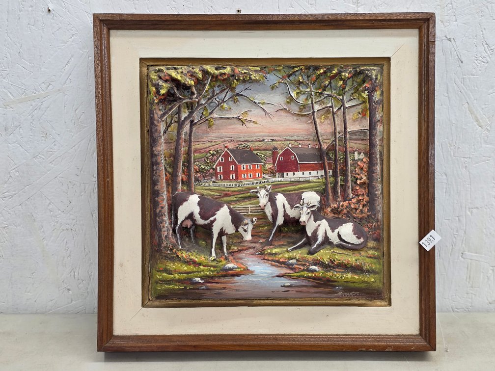 Framed 3-D Dairy Farm by Aaron Zook 1994