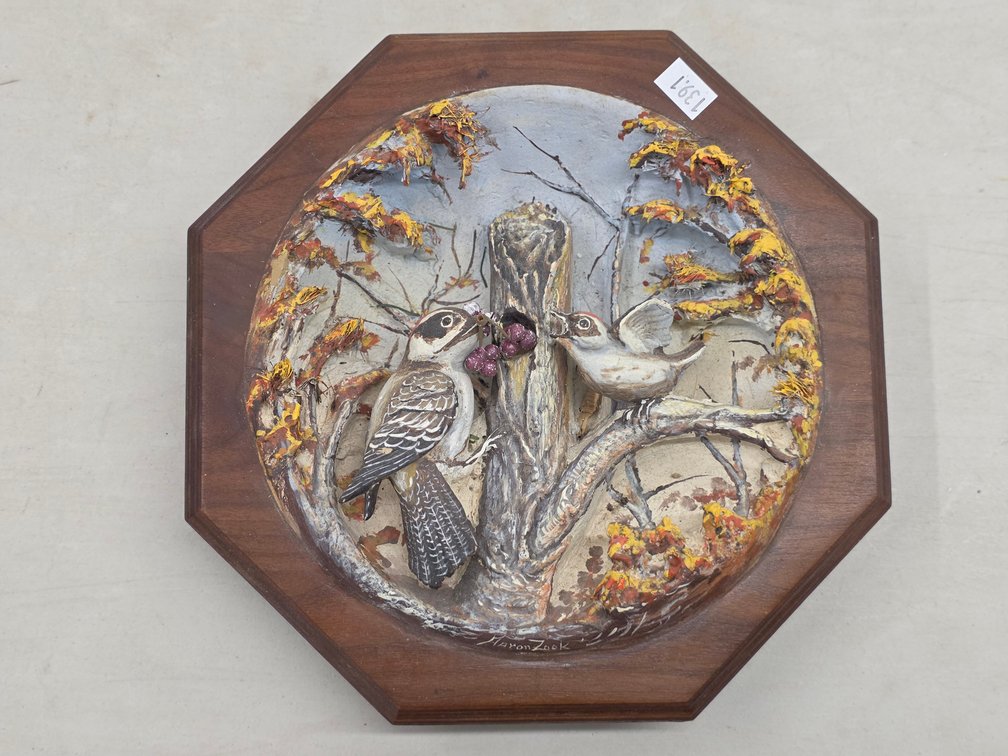 Framed Octagonal 3-D Songbirds by Aaron Zook