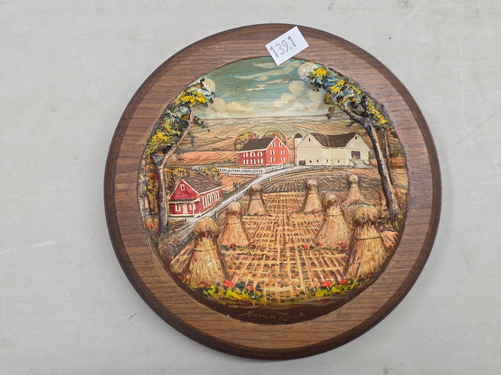 Framed Round 3-D Harvest Farm by Aaron Zook