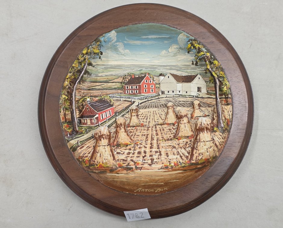 Framed Round 3-D Harvest Farm by Aaron Zook