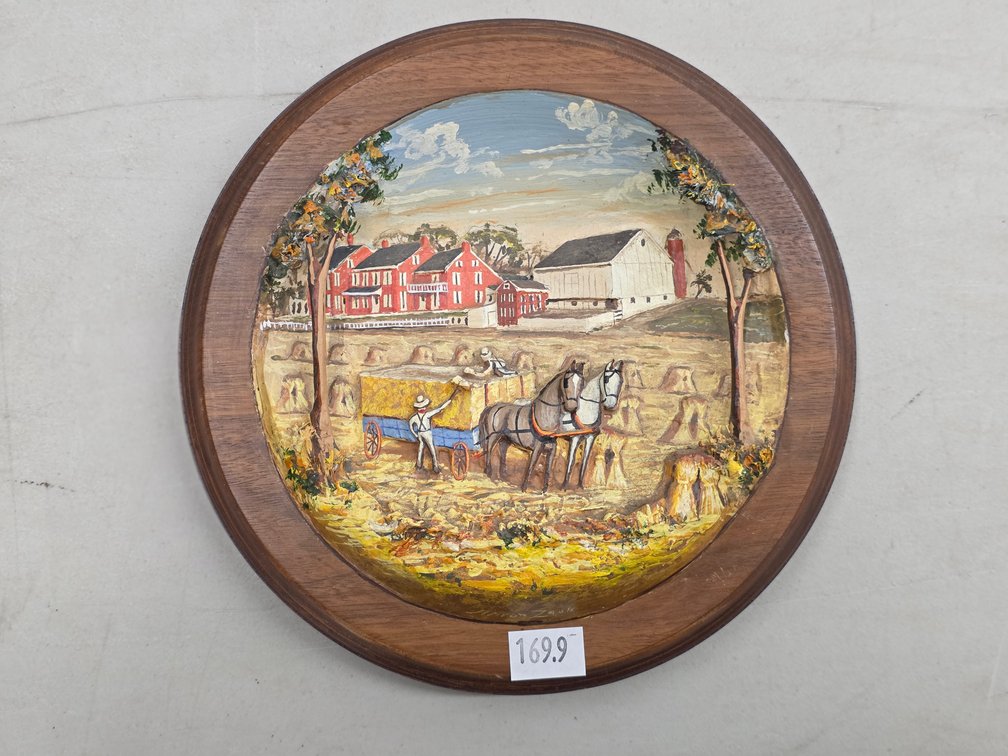Framed Round 3-D Harvest Wagon by Aaron Zook