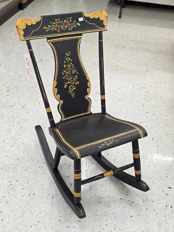 Hand-Painted Rocking Chair Signed by Aaron Zook 1991