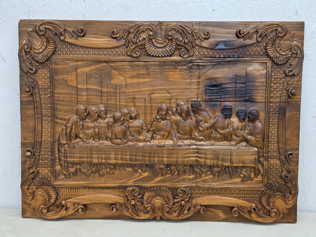 Hand-Carved Low-Relief Last Supper Panel by Todd Bryan