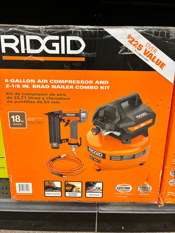 Ridgid 6 Gal Compressor/18ga Brad Nailer Kit