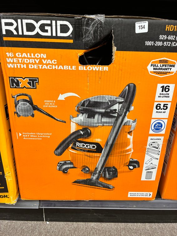 Ridgid 16 Gal Wet/Dry Vac with Detachable Blower