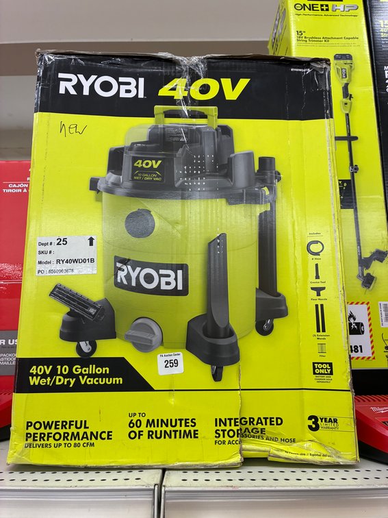 Ryobi 40v 10gal Wet/Dry Vac