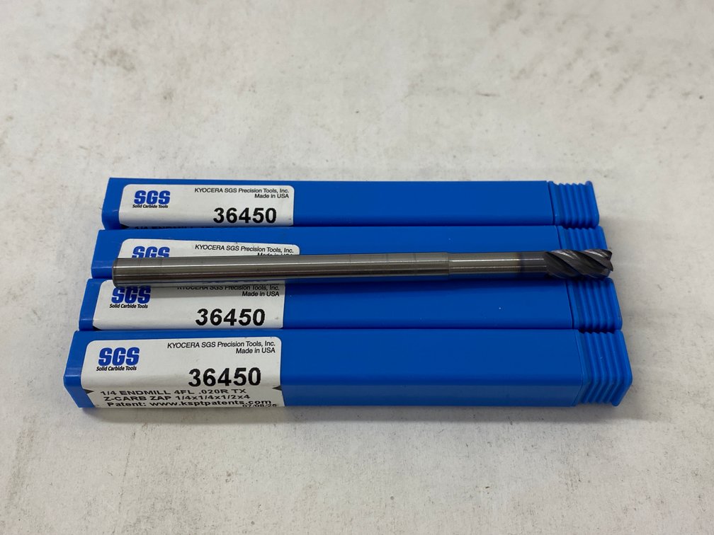 (5) Kyocera SGS 1/4" Z-Carb End Mill