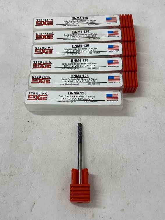 (6) Sterling Edge 1/8" Solid Carbide Ball Nose