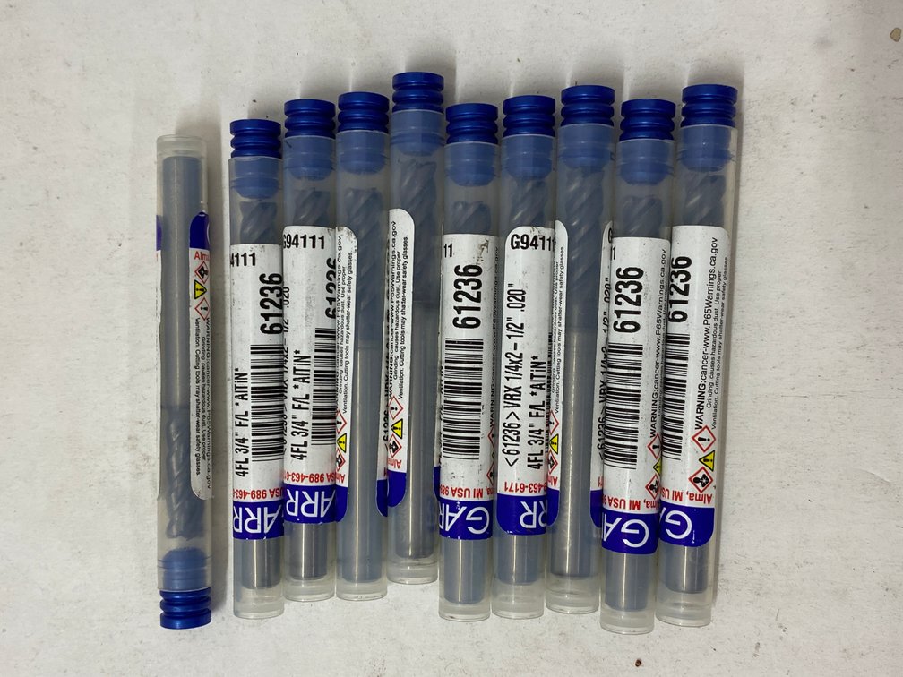 (10) Garr 1/4" End Mills