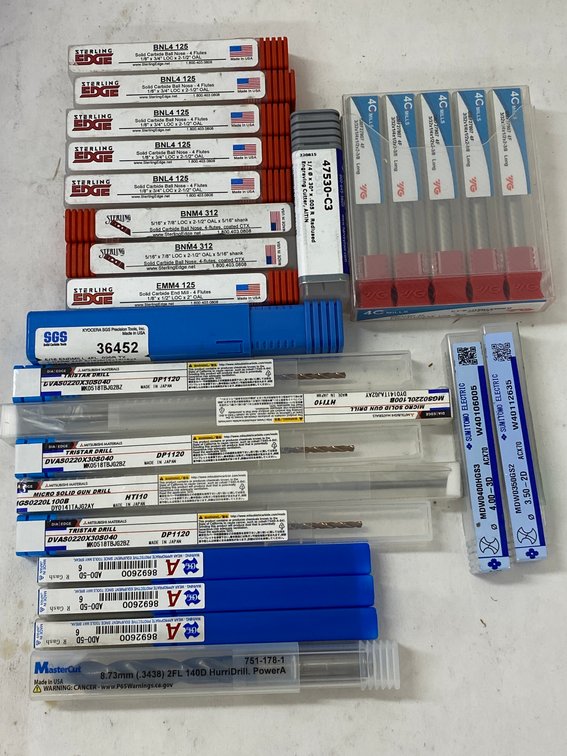 Lot Of End Mills, Flutes & Drills