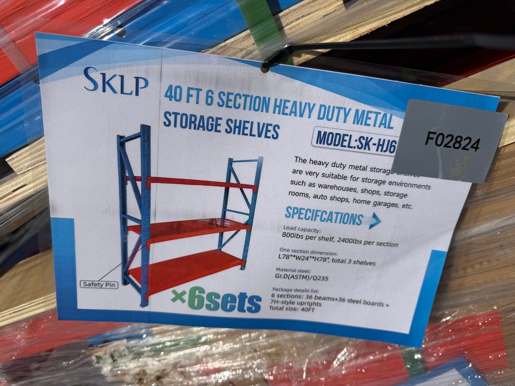 (2X) New SKLP Lot Of 40' Section Storage Shelving
