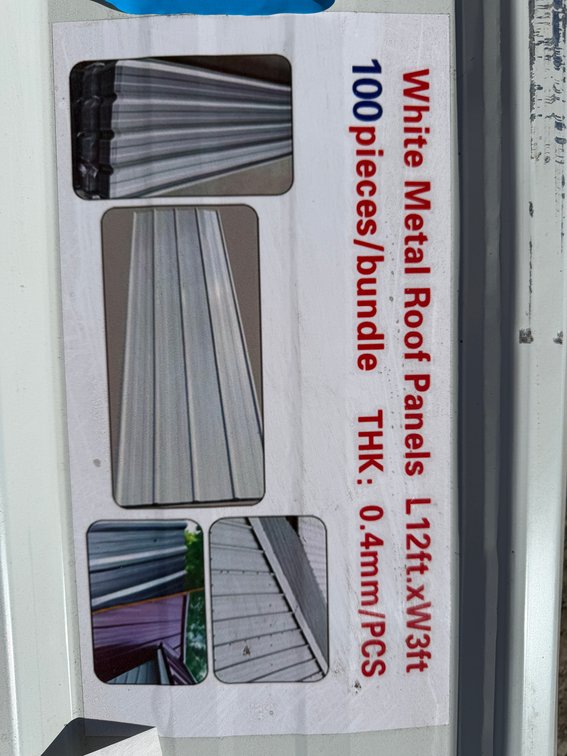 New Skid Lot Of (100) 12' White Metal Roofing