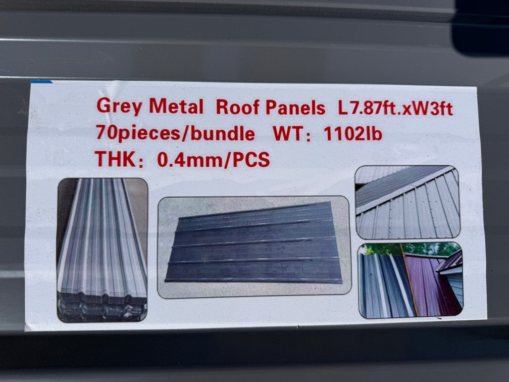 New Skid Lot Of (70) 7.87' Grey Metal Roofing