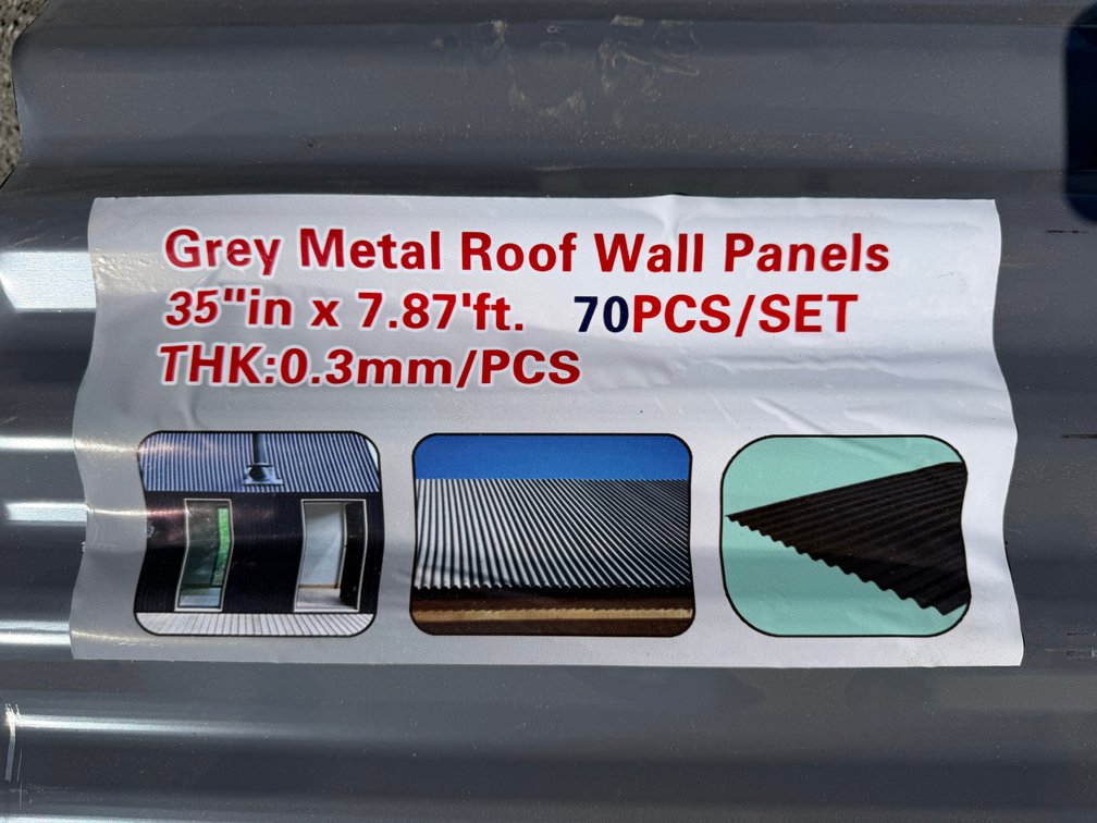 New Skid Lot Of (70) 7.87' Grey Metal Panels