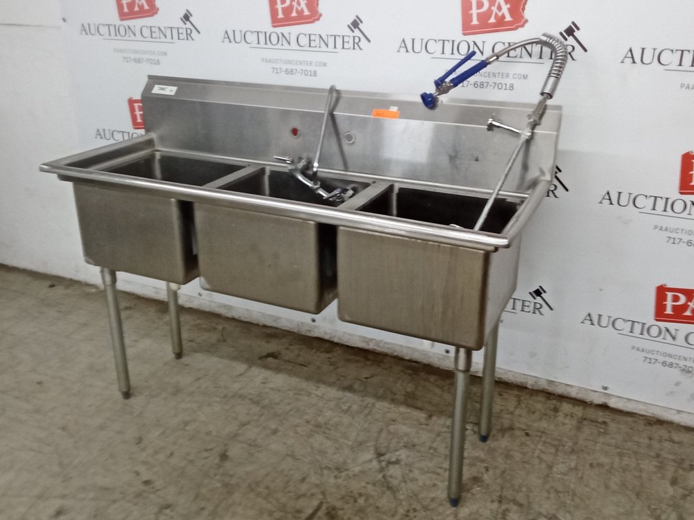 Stainless 3-Bay Commercial Sink
