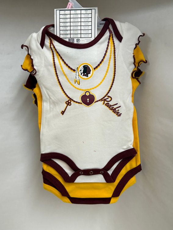 (12x Bid) Washington Redskins 3 Pc Creeper Set
