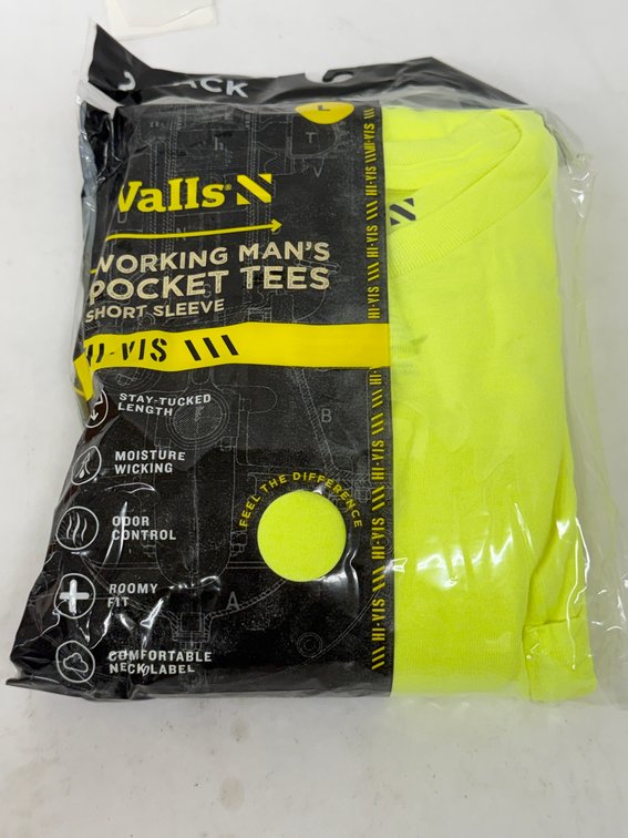 (20x Bid) Wall's 2 Pk Hi Vis Pocket Tees-Large