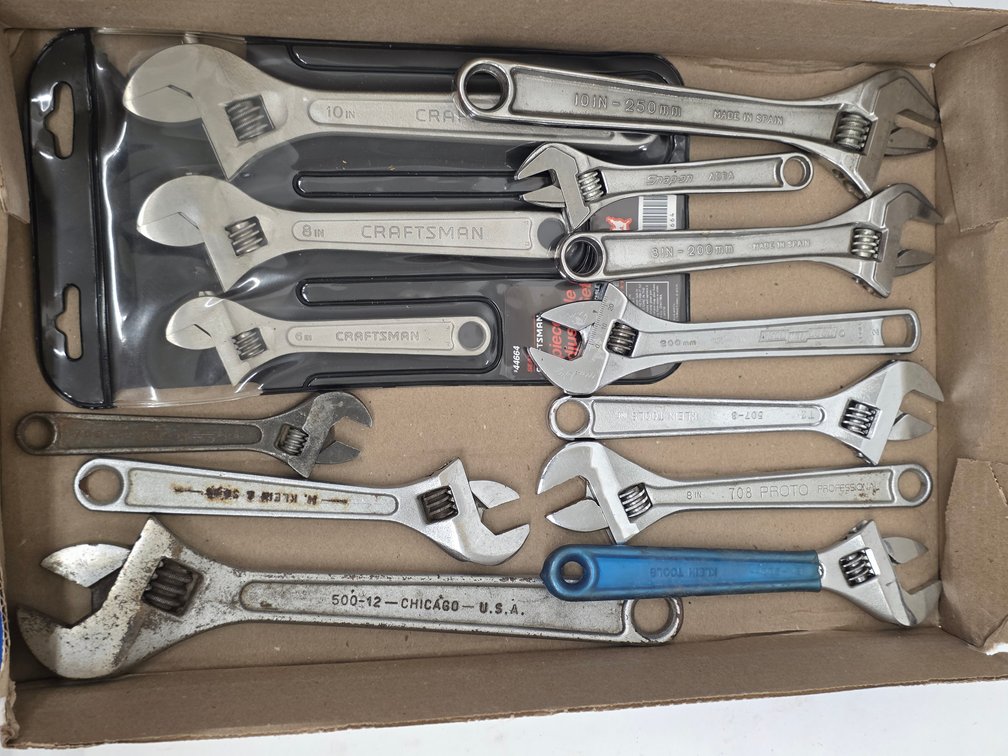 (13) Assorted Adjustable Wrenches