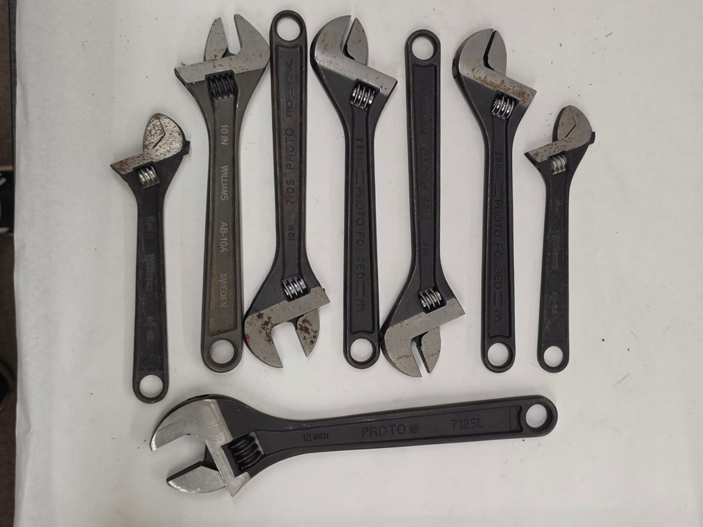 (8) Assorted Adjustable Wrenches