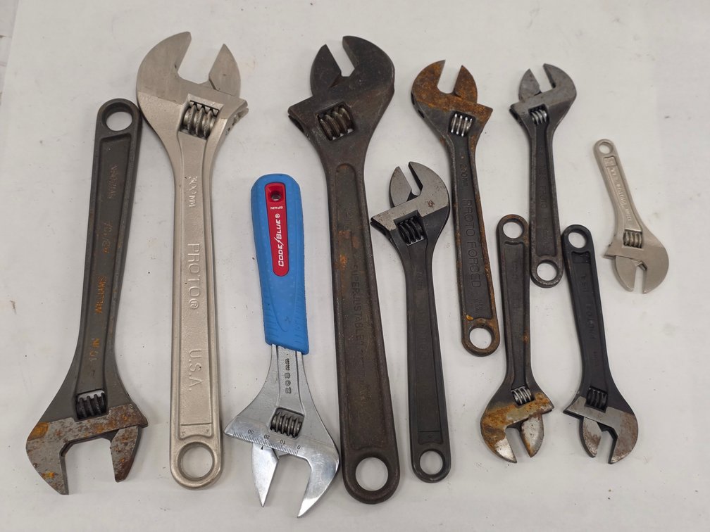 (10) Assorted Adjustable Wrenches