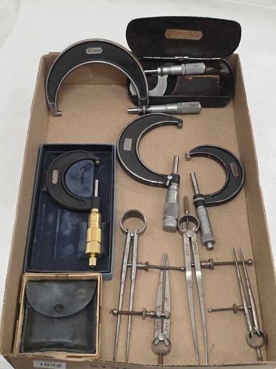 Lot of Micrometers, Drafting Tools, More