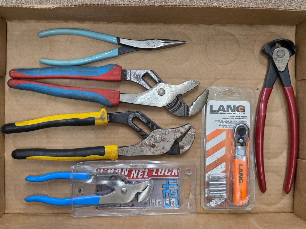 (6) Assorted Pliers & More