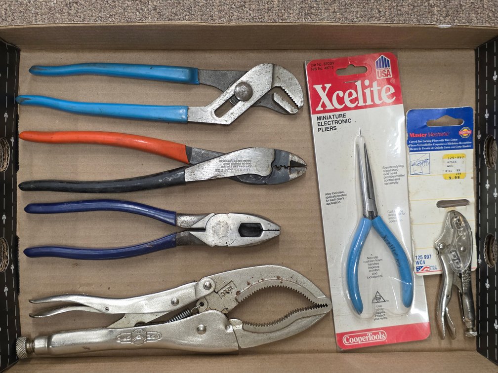 (6) Assorted Pliers & More