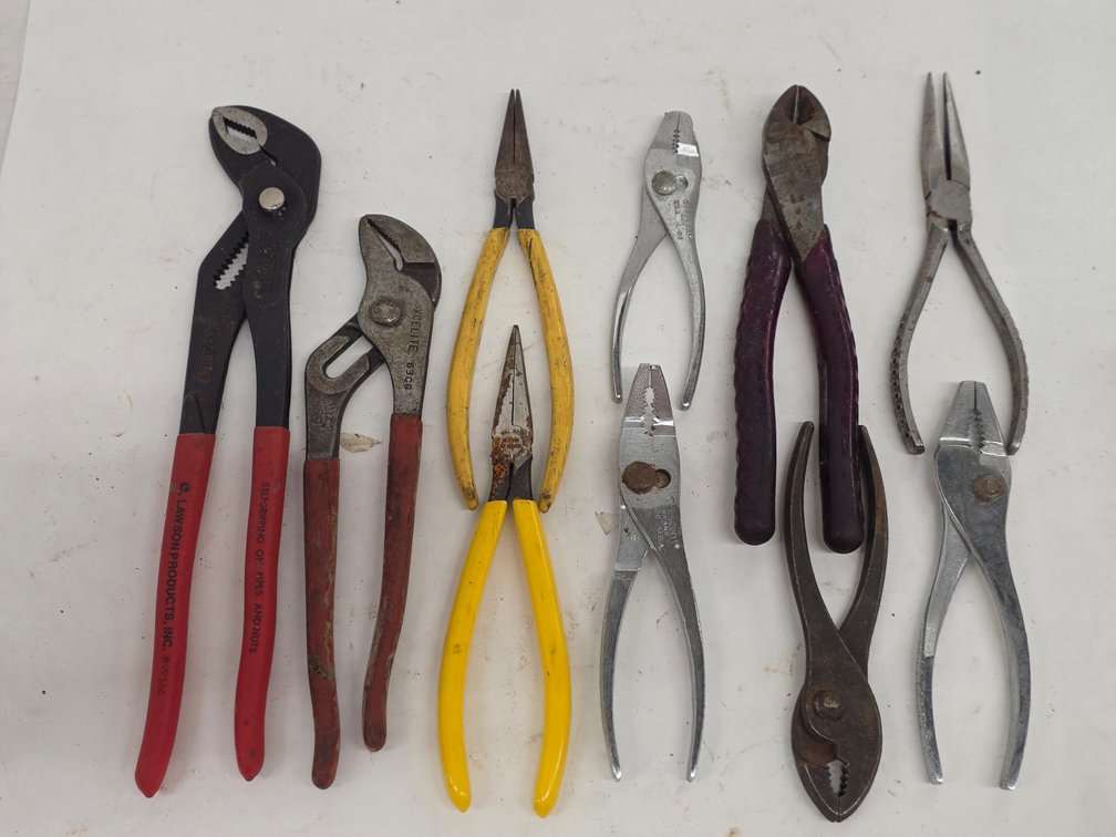 (10) Assorted Pliers & More