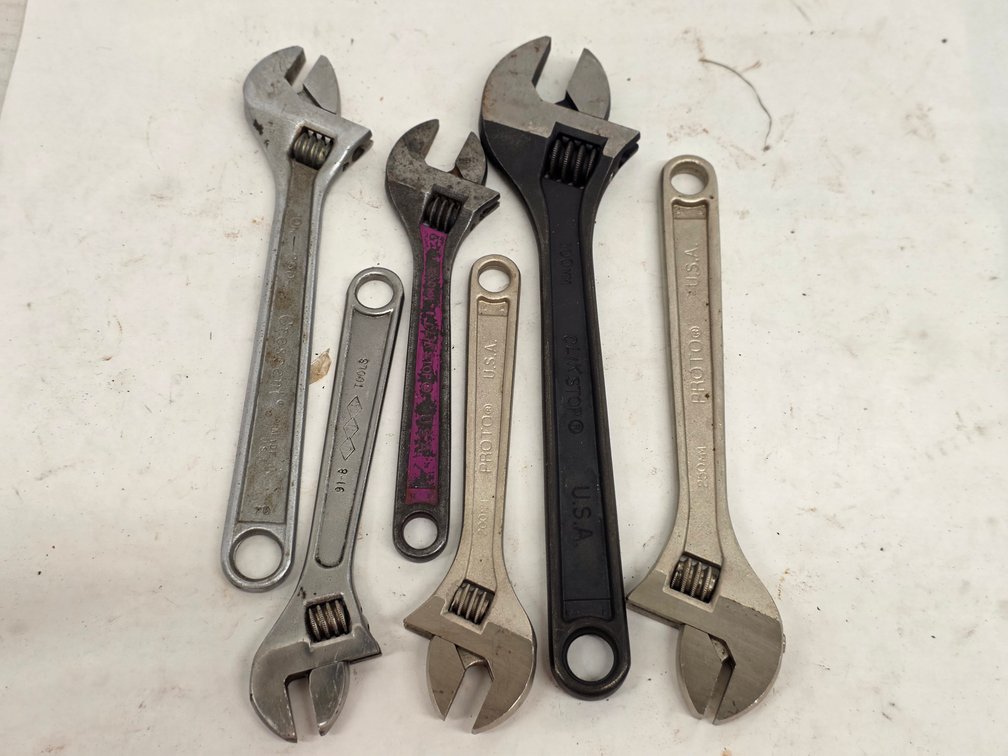 (6) Assorted Adjustable Wrenches
