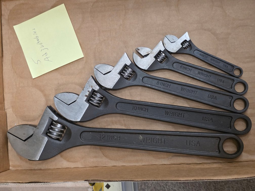 (5) Wright Adjustable Wrenches