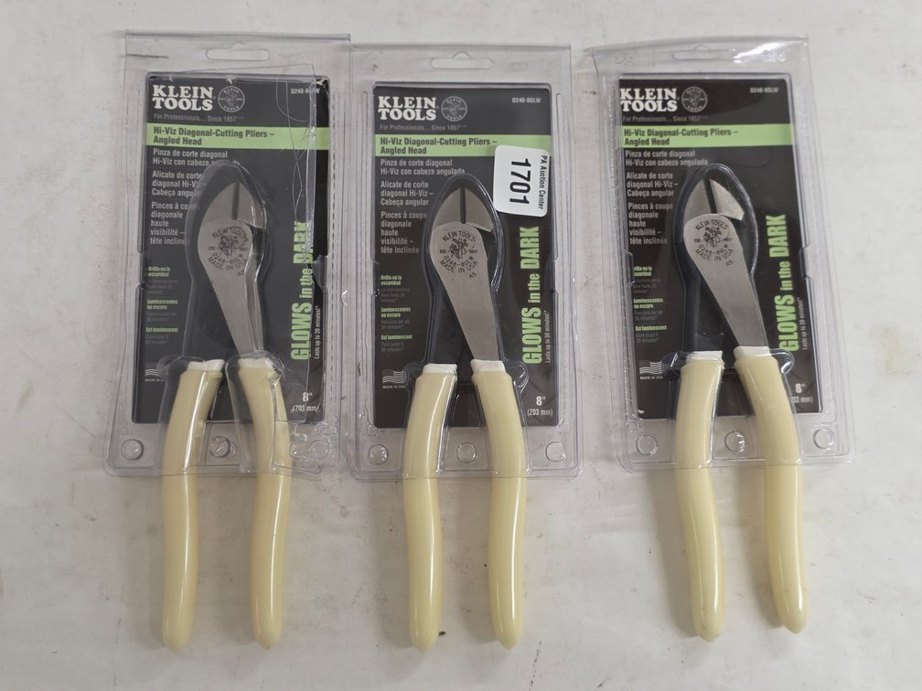 (3) Klein Hi-Viz Diagonal Cutting Pliers