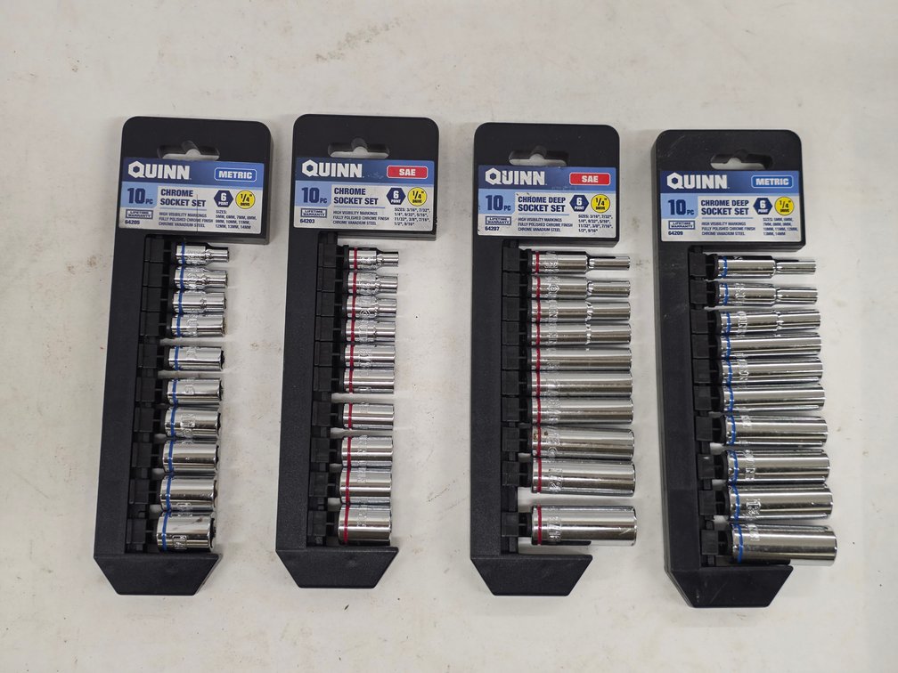 (4) Quinn 10pc 1/4" Socket Sets