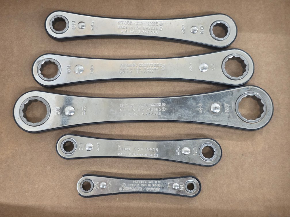 (5) Sears Box End Ratcheting Wrench Set